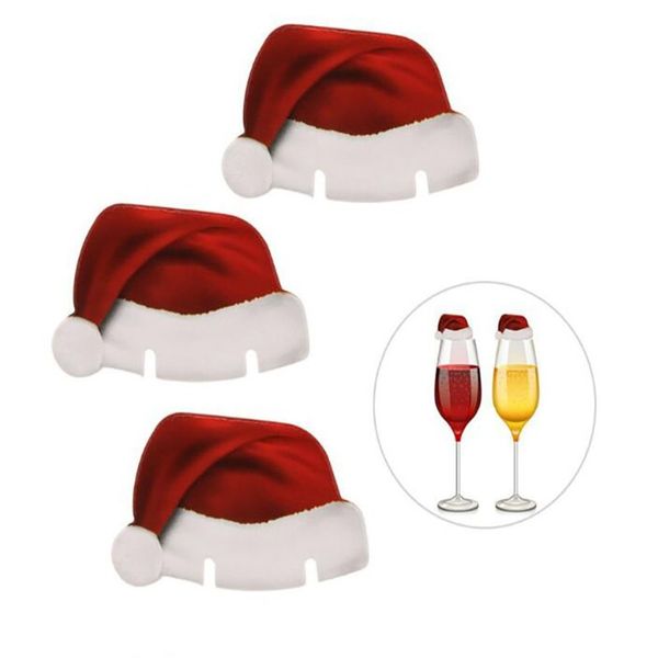 

10pcs/lot christmas decorations cards red xmas hat cup ornaments card wine bar home party decor cards 1 2zm g2