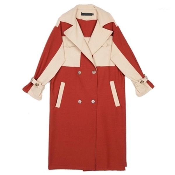 

spring and autumn windbreaker female 2020 fashion new loose color matching hip hop long casual windbreaker h0281, Tan;black