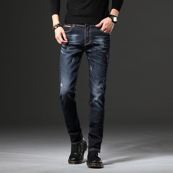 

nine point new men's summer slim slim fashion pants men's loose straight tube trendy beggar's jeans and jeans pants 0ermf, Blue