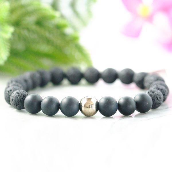 MG1047 Mens Bracelet frisada Presente para Namorado Mala Pulseira Homens Lava Pulseira Pedra Groomsmen Gift Gift Namorados para Ele