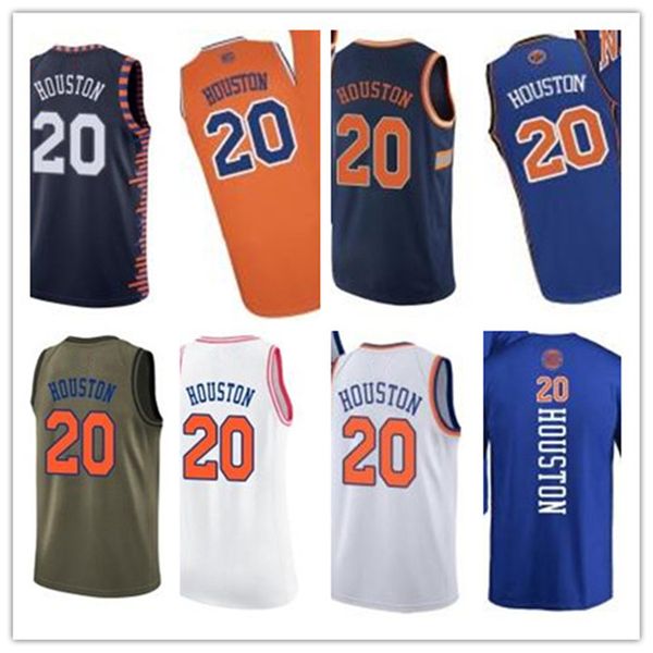

custom 2021 knick style jerseys black white green army green 20 allan houston basketball jersey ing, Black;red