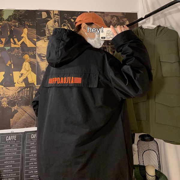

2021 new privathinker men's casual jackets hooded jacket korean streetwear oversize coats male harajuku hip hop hiwh, Black;brown
