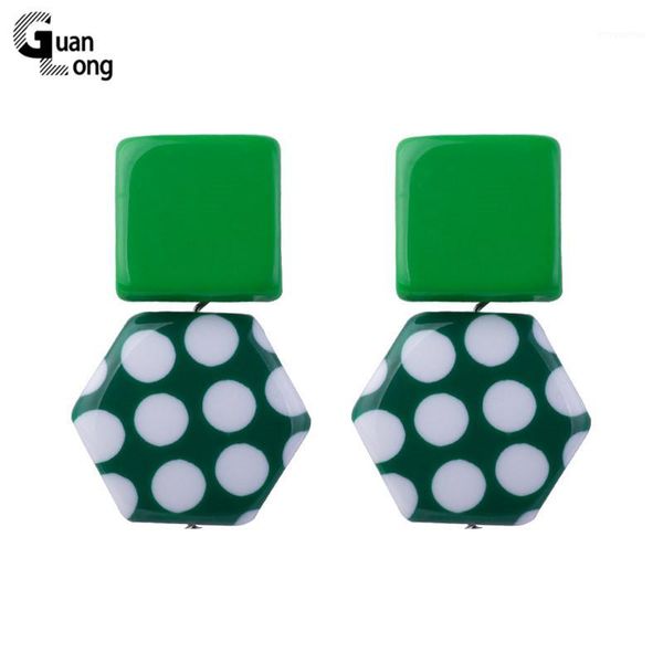 

guanlong vintage big acrylic drop earrings for women 2020 new resin spot summer earrings fashion jewelry long dangle brincos1, Silver