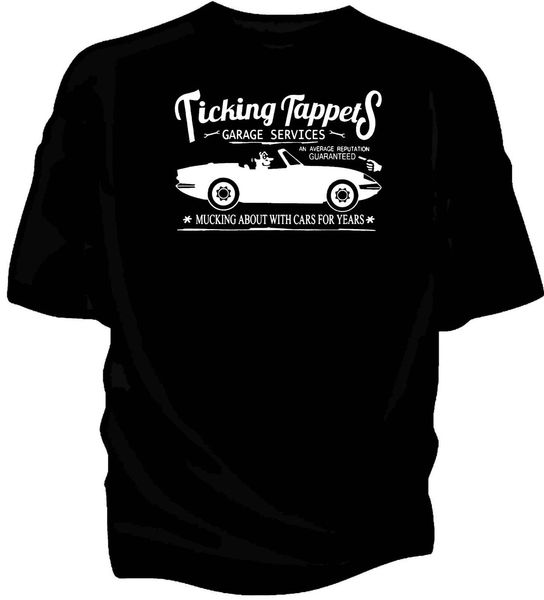 

new short sleeve 'ticking tappets garage services' classic car humour british car fans elan sprin sport hooded sweatshirt hoodie t