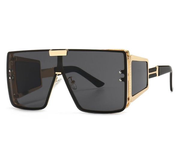

2021 new one-piece flat retro oversized frame sunglasses female ins wide-leg sunglasses male 2a53, White;black