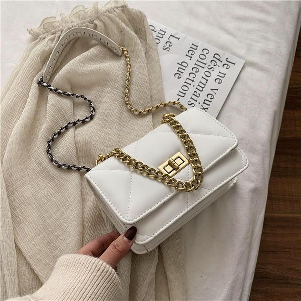

shoulder bags 2021 ladies bag fashion casual messenger lattice chain pure color pu handbag mobile phone