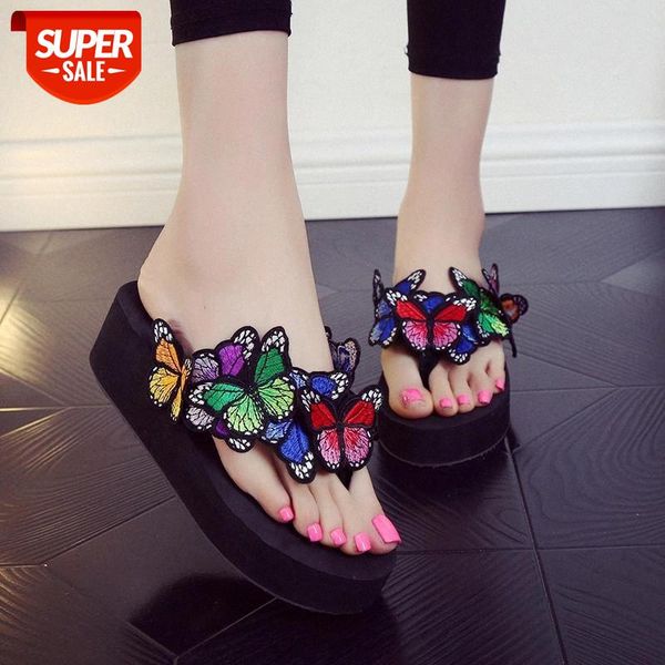 

summer sandalswoman shoes platform bath slippers wedge beach flip flops high heel slippers for women plus size 42 bohemian #xn9p, Black
