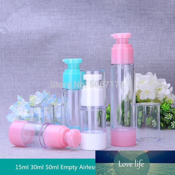 Bianco/Rosa/Verde Bottiglie vuote per pompa senz'aria 15ml 30ml 50ml Mini bottiglia da viaggio per lozione cosmetica sottovuoto portatile