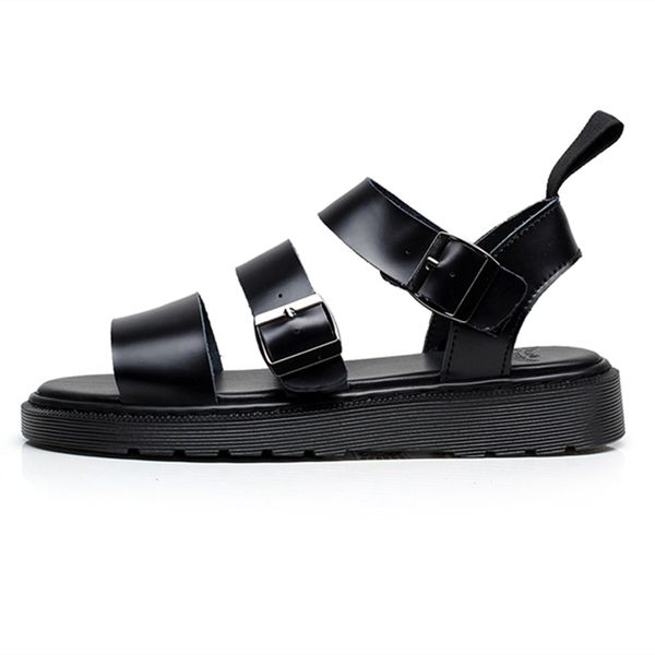 

doc women sandals cow real leather plus size 35-45 summer shoes buckle strap ladies slippers casual women sandals y200405, Black