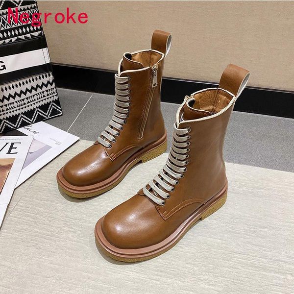 

women boots leather platform winter boot martins casual motorcycle woman shoes fashion women boots 2020, Black
