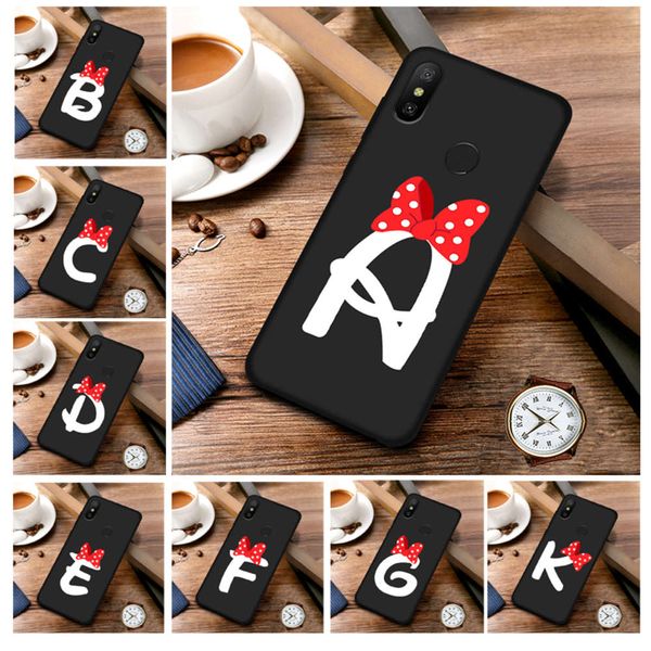 

cute custom name shell letters for xiaomi redmi note 9 8 7 6 pro 9s 9a 9c bow silicone soft phone case