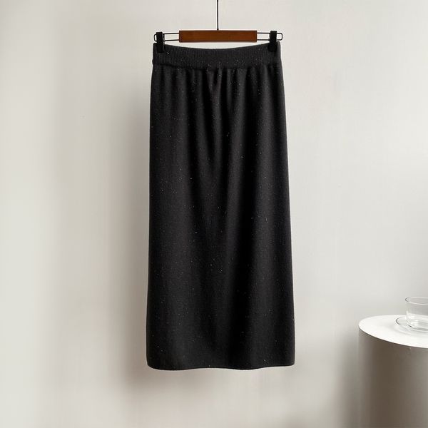 

2021 new high waist pure color autumn a-line thick long chic women casual skirt jupe femme saia v6jm, Black