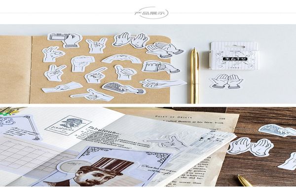 

45pcs set black white gesture paper stickers flakes vintage for diary decoration diy scrapbooking stationery sticker wmtcnf xhhair