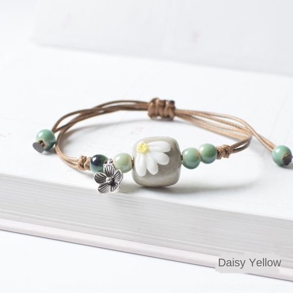 

zuczd литература корейская свежая керамический braceleth производства эстетизм цветок pinchingsmall версия и свежие 2020 и искусство браслет, Golden;silver