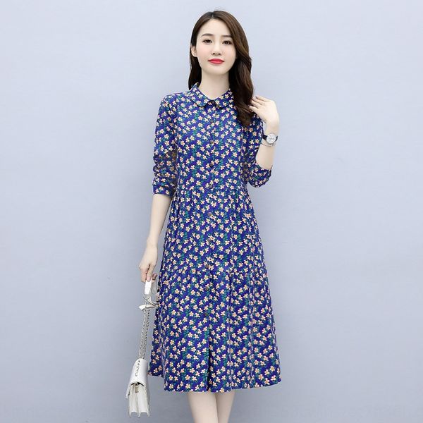 

dress skirt long skirt autumn 2020 new women's literature and art lapel slim medium long dress in fog girl cgcm9, Black;gray