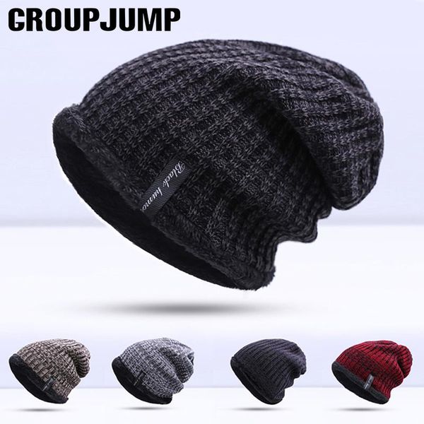 

group jump casual men winter knitted hat thick warm beanies hat soft vintage knit skullies beanies for women high quality