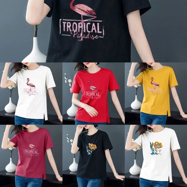 

women's short-sleeved t-shirt 2020 new women's clothing summer korean style loose large size fat mm t-shirt artistic printing fash, White