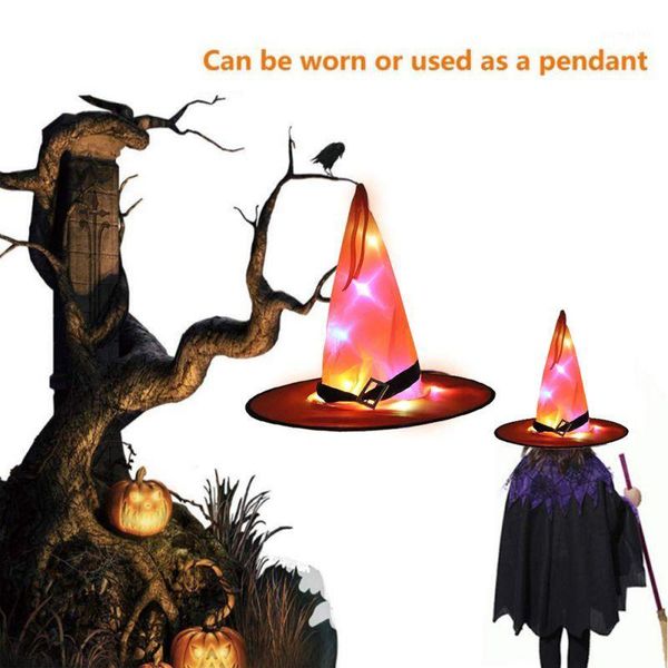 

halloween witch hat with led light glowing witches hat hanging halloween decor suspension tree glowing wholesale1