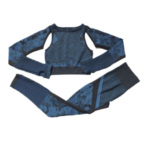 

yoga outfits 2pcs/set camouflage set women seamless fitness sports high waist gym camo leggings pants suits workout, White;red