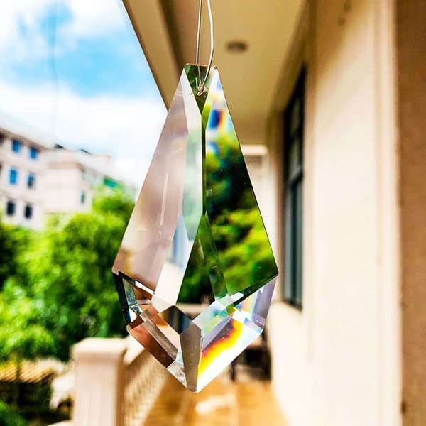 

75mm diamond faceted crystal prism lamp chandelier decor cut glass pendant diy suncatcher glass art hanging decor arrow lance h jllsvl