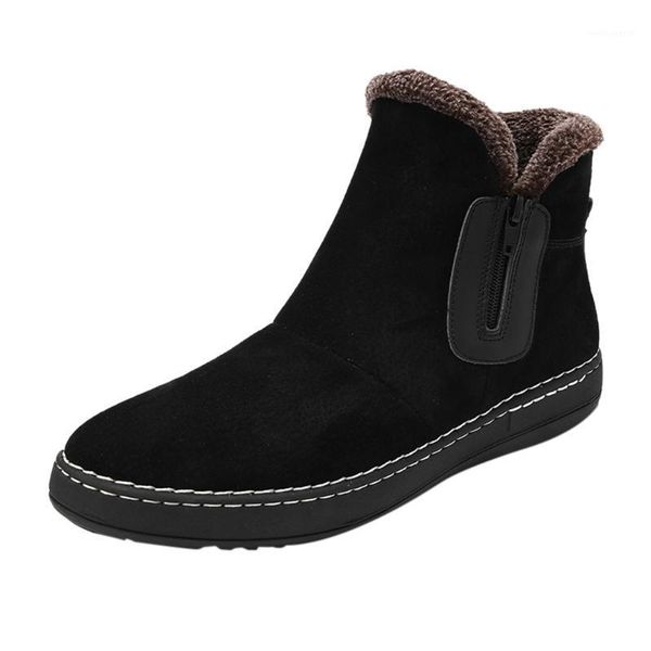 

sagace men's boots plus velvet warm casual shoes men zipper snow boots men non-slip wear-resistant cotton shoes sports1, Black