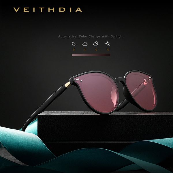 

veithdia brand pchromic womens sunglasses polarized mirror lens vintage day night dual sun glasses female for women v8520, White;black