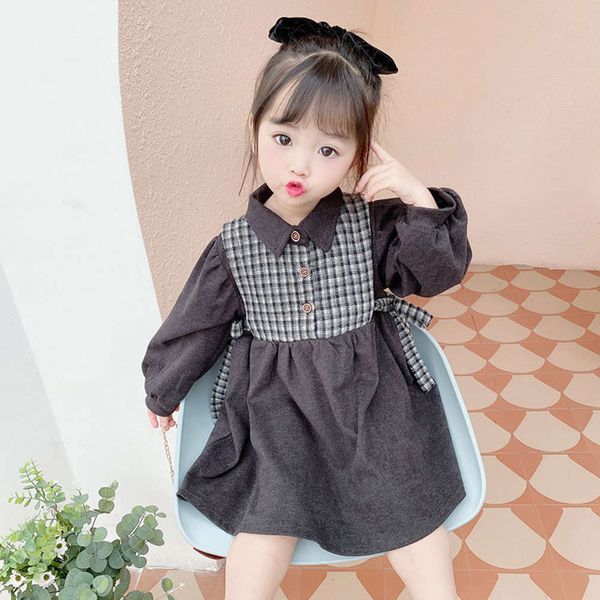 

girls' plush autumn and 2020 new wtern sle stitching princs skirt baby fort seri thickened winter drs, Red;yellow