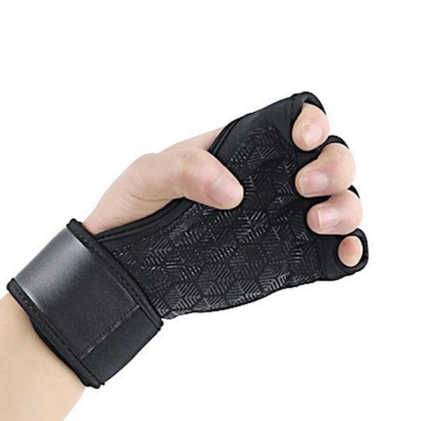

anti-slip half finger sports fitness weight lifting gym gloves training wrist wrap wrist support wristbands, Black;red