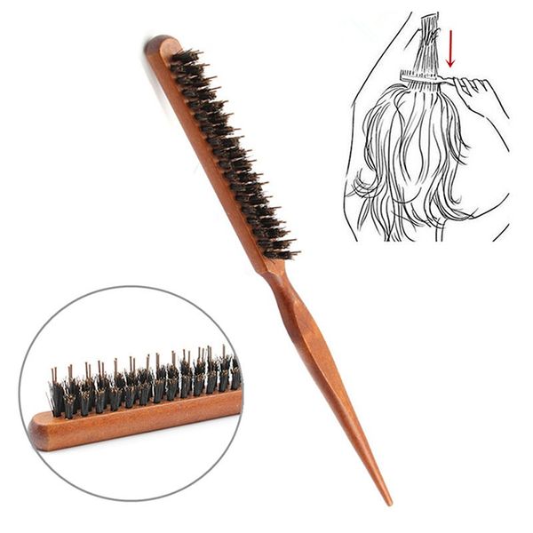 1 pc Barber Porco cerdas Cabelo Cabelo Cauda Cauda Hairbrush Salão Domiciliário Tintando Ferramenta Anti Estática Cabeleireiro Barba Escova