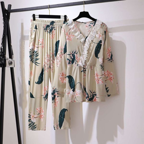 

200 jin plus size women's fat mm autumn korean fashion thin long sleeve pajamas two piece suit loose home clothes, Black;gray