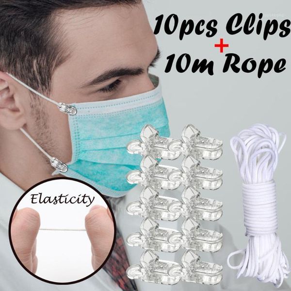 

25# durable firm plastic clip camisole stabilizer 10 clip + 10m rope adjustable sewing accessories mask diy weaving material1, Black