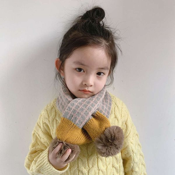 

ball plaid cross winter h6052 men's and women's children's neck knitted scarf pmy4, Red;brown