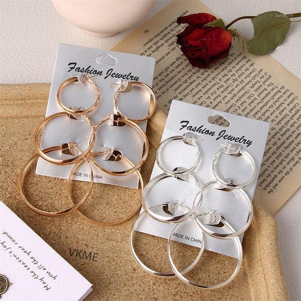 

vkme punk metal big hoop earrings fashion earrings for women girls brincos 2020 earring new gift birthday party charm jewelry1, Golden;silver