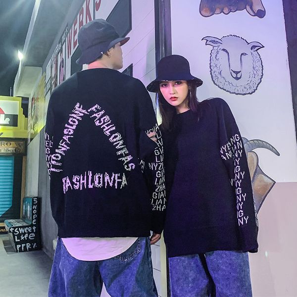 

oversized triangle letter sweater men hip hop dance party sweater men winter comfortable warm pullover big size, White;black
