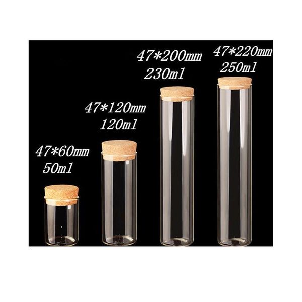 

47*200mm 230ml glass bottles vials jars test tube with cork ser empty glass transparent clear bottles bbymdu