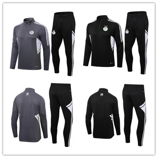 

2022 algeria soccer tracksuit men tracksuit set survetement sportswear algerie mahrez feghouli slimani football suit chandal sweater, Black