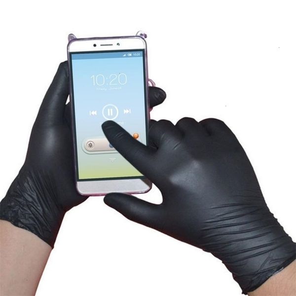 

food grade waterproof 100pcs/lot factorydthvdisposable black factory allergy work safety nitrile gloves mechanic