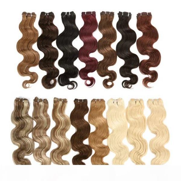 

100 human hair extensions body wave brazilian hair weft #1b black #18 brown #27 blonde soft human hair weave
