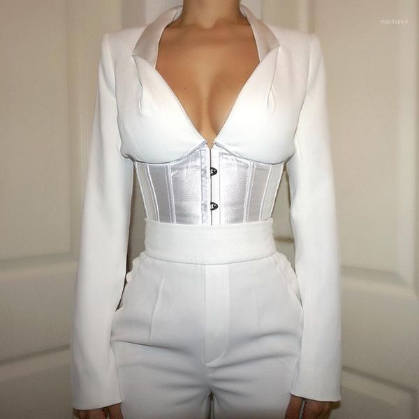 

elegant back knot bandage blouse women white v-neck long sleeve skinny shirts spring ladies lace up blusas 1