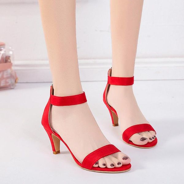 

youyedian high heels sandals women fashion women fish mouth zipper sandals ankle high heels party open toe shoes#g3, Black
