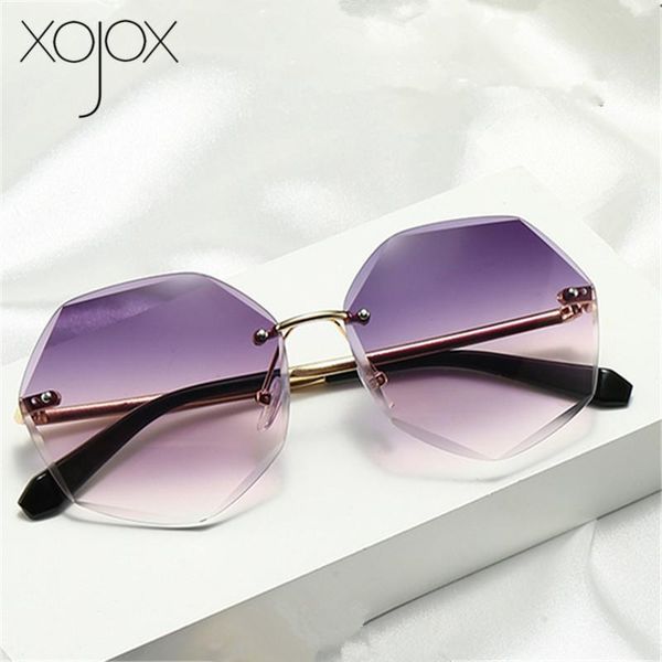 

sunglasses xojox vintage gradient for women fashion trimming frameless sun glasses retro brown eyewear shades uv400, White;black