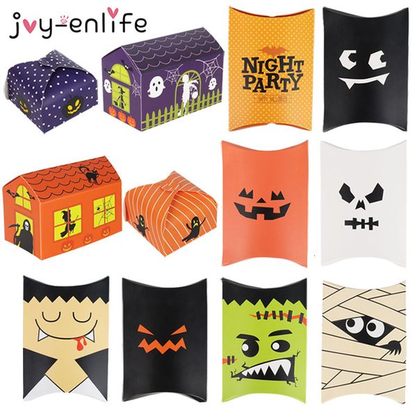 

10pcs candy pillow pumpkin vampire ghost case packaging boxes halloween party decorative kids treat gift box