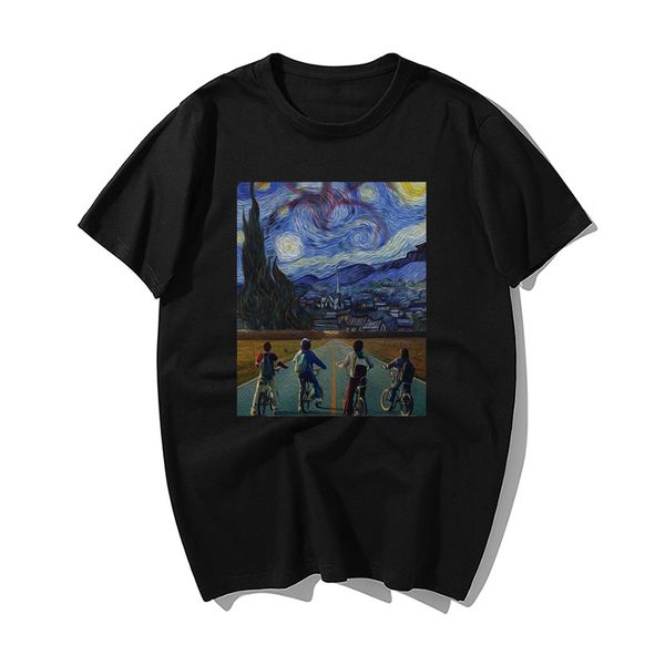 

funny stranger things fashion tv show tshirt mens starry night demogorgon eleven steve hip hop hooded sweatshirt hoodie men t shirt