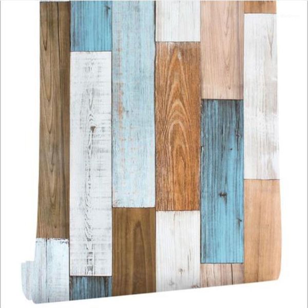 

wall stickers 3d 45cmÃ600cm wood grain decorative removable stick and peel sticker1