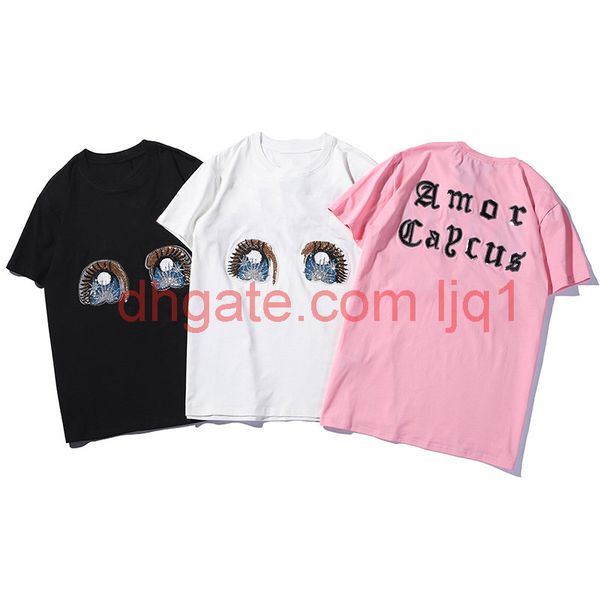 

19ss mens stylist t shirt women casual short sleeve mens round neck tees 3 colors size s-2xl, Black