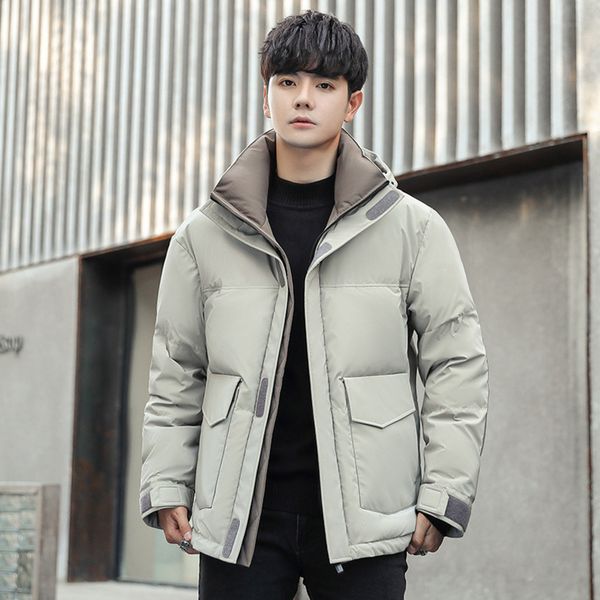 

winter down men's 2021 new fashion brand thickened handsome cloth short winter et male student warm, Black