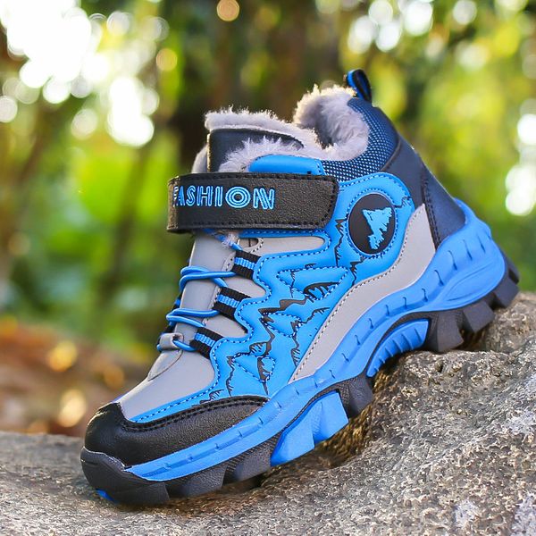 

ulknn children's boys' sports autumn 2020 new winter boy thick warm cotton shoes big boys, Black;red