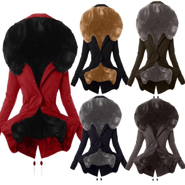 

fashion casual new dames winterjas fur lining coat womens winter warm thick long jackets hooded overcoat manteau femme #24351, Black