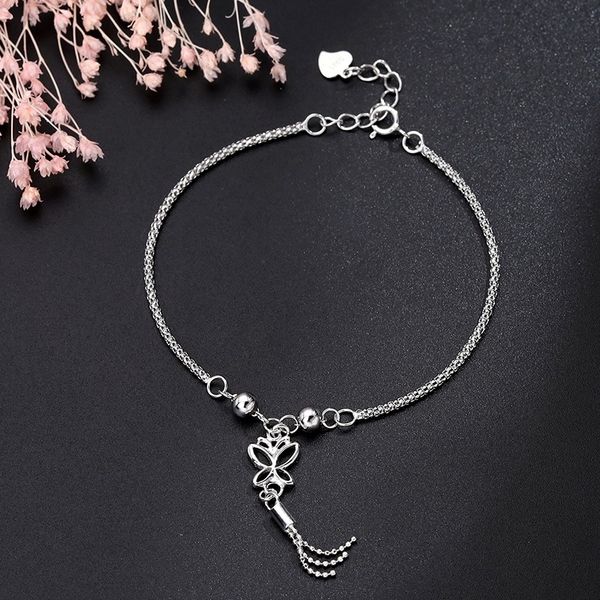 

9tct7 s925 sterling east braceletsilver лук кисточки популярных женщины ins мода темперамент braceletbutterfly ворот браслет браслет ювелирн, Golden;silver