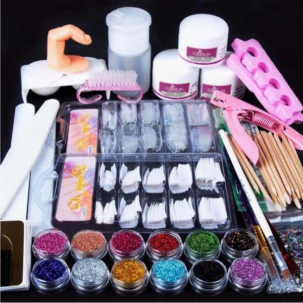 

nail art kits 1 set kit tools manicure acrylic powder glitter gel polish false french tip polymer builder brush file scissor